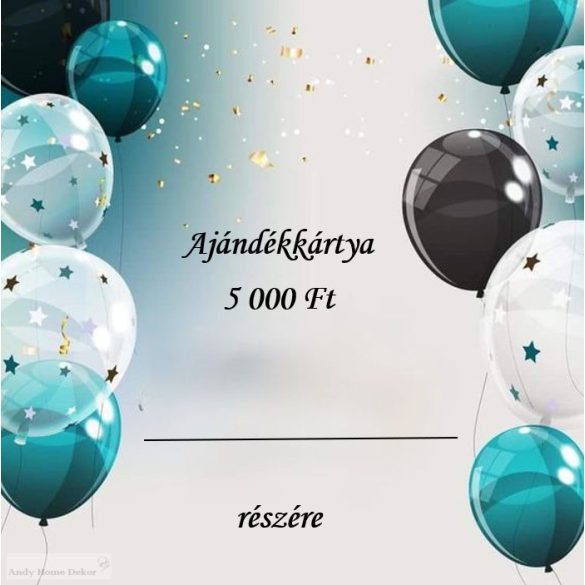 Ajándékkártya, születésnapi, kék lufis 5000